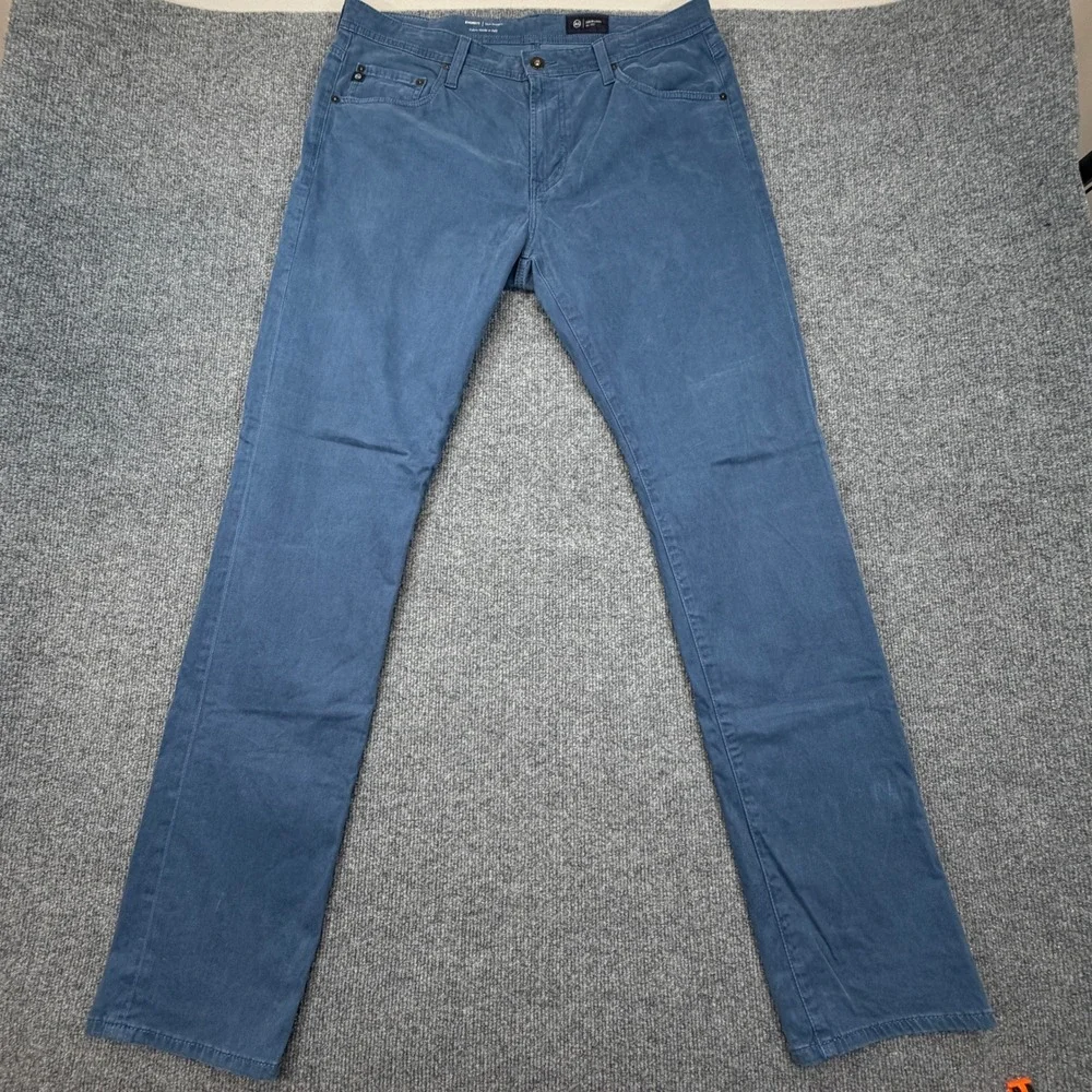 AG Adriano Goldschmied Everett Slim Straight Pants Men 36x34 Blue Italian Fabric